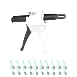 QWORK 50ml Dispensing Gun Kit, 1 Pcs 50 Ml Impression Mixing Dispensing Gun + 20 Pcs 16 Element Static Mixer Nozzles(1: 1/1: 2), for Two-Part Adhesive Cartridges