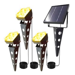 Mii-PWR Solar Spotlights Outdoor Waterproof IP65 Landscape Spot Lights with Metal Stake 42ft Cable 3-in-1 Warm White Auto On/Off Dusk to Dawn Flag Pole Uplights for Fence Pathway Trees Garden Yard