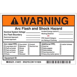 Brady Arc Flash Labels, Adhesive, Vinyl, 4