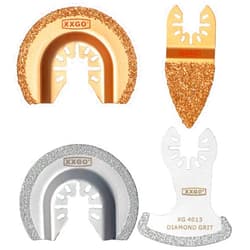 XXGO 4 Pcs Diamond Carbide Oscillating Multi Tool Semi Circle Finger Segment Swing Grit Grout Saw Blades XG4004