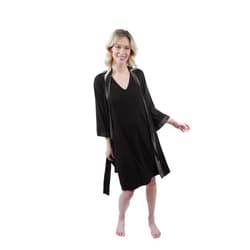 BambooYou Women's Satin Trim Cooling Bamboo Viscose Robes Bride Bridesmaid Kimono V Neck Sleepwear 3/4 Sleeve XS-1X Plus Size