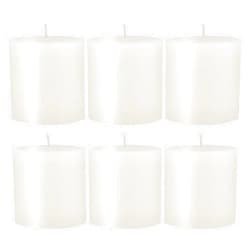 Stonebriar Tall 3 x 3 Inch 40 Hour Long Burning Unscented Wax Flat Top Pillar Candles, White, 6 Pack