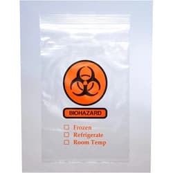 PackagingSuppliesByMail 6 Inch x 6 Inch, 3 WALL-BIOHAZARD SPECIMEN BAGS, 2.0 MIL, 1000 /CASE, PRINT- 