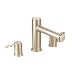 Moen T393BN Align 2-Handle Deck Mount Modern Roman Tub Faucet Trim Kit, Valve Required, Brushed Nickel