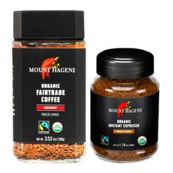 Mount Hagen 3.53oz Organic Freeze Dried Instant Coffee and Instant Espresso Ground Coffee 1.76oz Bundle