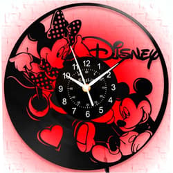 AVJERA Mouse Wall Clock, Cartoon Movie Mick Vinyl Record Clock 12 Inch LED 7-Color Night Light Round Classic Minni Decor Mouse Silent Clocks, Room Decor Gifts to Kids