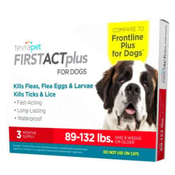 TevraPet FirstAct Plus Flea Treatment for Dogs, Extra Large Dogs 89+ lbs, 3 Doses, Same Active Ingredients as Frontline Plus Flea and Tick Prevention for Dogs