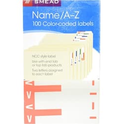 Smead Alpha-Z Color-Coded First Letter Name Labels, I & V, Pink, 100/Pack, Sold as 1 Pack