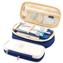 EASTHILL Big Capacity Pencil Pen Case Office College School Large Storage High Capacity Bag Pouch Holder Box Organizer Blue