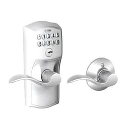 Schlage FE575 CAM 626 ACC Camelot Keypad Lock with Accent Lever, Auto-Lock, Electronic Keyless Entry, Satin Chrome