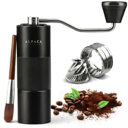 ALPACA VENTURES Manual Coffee Grinder by Alpaca Ventures - Stainless Steel Conical Burr Coffee Grinder Manual with Adjustable Setting Double Bearing Hand Espresso Grinder Perfect for Home, Office, and Camping