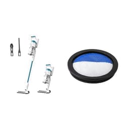 Eureka Bundle of Eureka NEC280TL RapidClean Pro Cordless Cleaner for Hard Floors, Lightweight Vacuum LED Headlights, Convenient Stick and Handheld Vac, White + Filter Components, White and Black