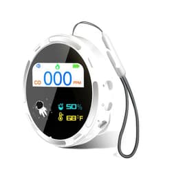 LADER Travel Portable Carbon Monoxide Detectors, 3 in 1 CO Monitor(Temperature, Humidity and Carbon Monoxide Value), with Alarm & Lanyard and Bracket Design for Indoor Outdoor Camping Travel RV Hotel