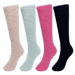 Gvhntk 4 Pairs Fuzzy Socks for Women - Long, High, Soft, Warm, Cozy Plush Socks for Christmas