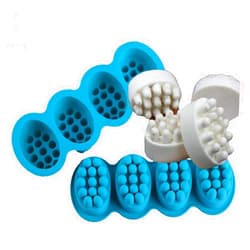 SDMNSG-T Silicone Massage Bar Soap Molds 4 Cavity for Soap Making, Massage Soap Mould Tray for Unique Hair Brush Soap Bar Molds (Turquoise)