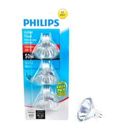 Philips LED Philips 415802 Landscape and Indoor Flood 50-Watt MR16 12-Volt Light Bulb, Halogen, 3-Pack