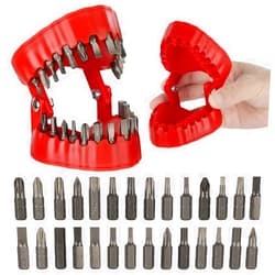 Homaisson Denture Drill Bit Holder with 28 Bits, Teeth-Shaped Bit Storage Box, Magnetic Quick Change Drill Bit Organizer, Portable 1/4