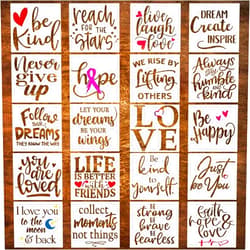 DLY LIFESTYLE 20 Piece Inspirational Word Stencil Set, Stencils for Painting on Wood, Canvas - Quotes Include Dream, Faith Hope Love - Stencils for Crafts Reusable – Art Stencils for Drawing & Signs - 8 Inch