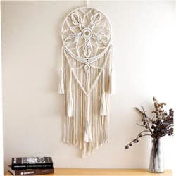 Aniaoie Dream Catcher Large Macrame Boho Wall Hanging Decor Woven Tassels Dream Catcher Decoration for Teen Girl Room Nursery Bedroom Dorm Chic Gift,Beige