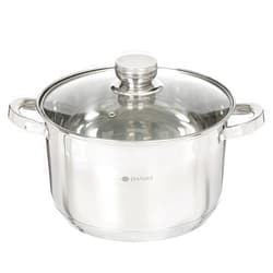 Daniks Standard Stainless Steel Stock Pot with Glass Lid | Induction 7 Quart | Dishwasher Safe Pot | Measuring Scale | Soup Pasta Stew Pot | Silver