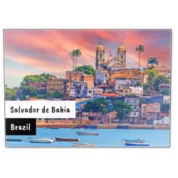 Photomagnet Panoramic View of The Old Town of Salvador De Bahia from The Opposite Coast in The Afterglow, Fridge Magnet