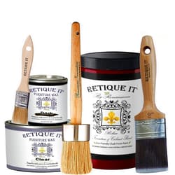Retique It Renaissance Chalk Finish Paint - Burgundy - Deluxe Starter Kit - Chalk Furniture & Cabinet Paint - Non Toxic, Eco-Friendly, Superior Coverage