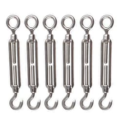 YanTone M6 Turnbuckle Hook and Eye 304 Stainless Steel Wire Rope Tensioner, 6Pcs