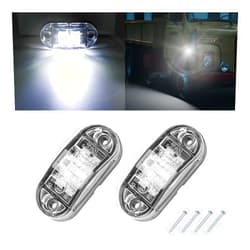 HIPOPY 2PCS 2.5 Inch LED Side Marker Light, 12-24V Waterproof Indicators Tail Lights Surface Mount for Car Truck Boat Marine RV Camper (White)