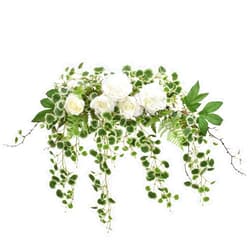 ALLHANA Arch Flower Swag for Wedding Ceremony, Decorative Door Swag, Floral Spring Swag, Artificial White Peony Rose Flower Swags for Front Door, Wedding Party Table Wall Decor(28 Inch)