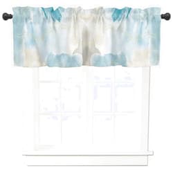 Bilagawa Valance Curtains Blue Beige Marble Yellow Lines Gradient Linen Texture Kitchen Valance Rod Pocket Window Treatments for Kitchen Bathroom Bedroom 54x18 Inch