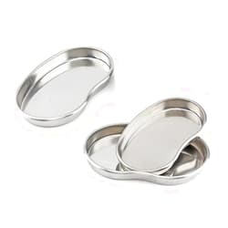 Huakaile 3Pcs Stainless Steel Kidney Tray, Graduated Metal Emesis Basin, Reusable Kidney Bean Shaped Bowl Dish, Dental Lab Instrument Surgical Tray for Medic Waster (Small, Medium, Large)