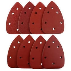SANJIAN Mouse Detail Sander Sandpaper, 40 PCS Palm Mouse Sander Pads, Assorted 6 Holes Hook and Loop Triangle Sandpaper (40/60/80/120/180/240/320/400 Grit)- 5 PCS for Each Grit by SANJIAN