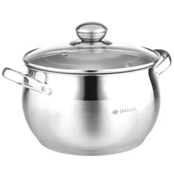 Daniks Classic Stainless Steel Stock Pot with Glass Lid | Induction 4 Quart | Dishwasher Safe Pot | Measuring Scale | Soup Pasta Stew Pot | Silver