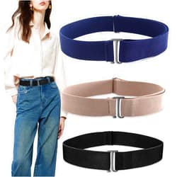 YZRIZX 3 Pack No Show Elastic Stretch Belts for Women and Men, Invisible Strap Belt with Flat Buckle for Jeans Pants Dresses Adjustable