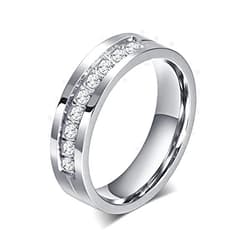 Chryssa Youree Chryssa 6mm Titanium Steel Carbide Ring with CZ Mens Wedding Band 5 to 12(SZZ-08) (Size 6)