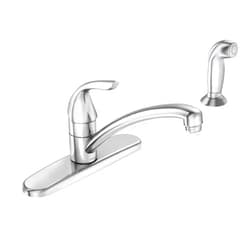 MOEN Adler Single-Handle Low Arc Standard Kitchen Faucet with Side Sprayer in Chrome