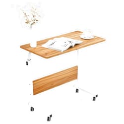 SogesGame Side Table with Wheels, Home Snack Side Table with Castors Mobile End Table,Oak,05#1-80OK-S8-US