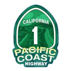 Lantern Press Die Cut Sticker California, Pacific Coast Highway 1, Vinyl Sticker 3 to 6 inches, (Waterproof Decal for Cars, Water Bottles, Laptops, Coolers), Large