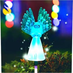 ROSRAN Solar Angel Light Grave Decorations for Cemetery Solar Garden Stake Lights Solar Garden Angel Lights Decoration Memorial Gifts for Grave Cemetery Angel Sympathy Gifts Angel Fiber Optic Lights