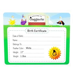Fox Valley Traders Gaggleville™ Baby Goose Birth Certificate