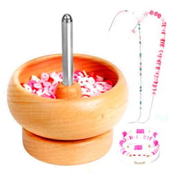 Tilhumt Bead Spinner for Jewelry Making, Effortless Rotating Wooden Clay Bead Spinner with 2 Big Eye Beading Needles and 3000 Seed Beads, Beading Supplies for Making Waist, Bracelets, Necklace