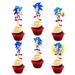 Seyal Soonic Cupcake Topper for Birthday Parties, Game Nights, Dessert Tables and Event Decorations | Blue Speed Theme Cupcake Decoration Set | Fast Runner Inspired Party Supply for Cakes and Cupcakes