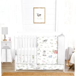 Sweet Jojo Designs Farm Animals Baby Boy or Girl Nursery Crib Bedding Set - 4 pieces - Watercolor Farmhouse Lattice Horse Cow Sheep Pig