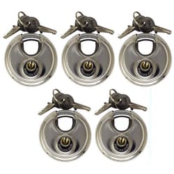 Admiral Locks Stainless Steel Discus Lock, Keyed Alike Removable Key (Pack of 5)