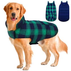 Kuoser Dog Winter Coat, Reversible Dog Jacket, Warm Dog Coat British Style Puppy Cold Weather Coat, Windproof Dog Clothes Dog Vest for Small Medium and Large Dogs Green L
