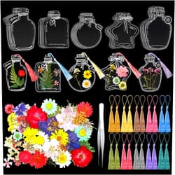 TaoBary 81 Pcs DIY Transparent Dried Flower Bookmark Set Include Clear Bookmarks Dried Flowers Colorful Tassels and Tweezer Handmade Dried Floral Bookmark for Book Bottle Supplies(Classic)