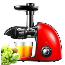 HOUSNAT Juicer Machines Vegetable and Fruit, HOUSNAT Cold Press Juicer Extractor with 2-Speed Modes Easy to Clean, Slow Masticating Juicer with Quiet Motor, Reverse Function, Recipes (Passion Red)