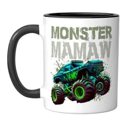 Monster Truck Family Mamaw Apparel Mother's Day Monster Truck Mamaw Family Matching Monster Truck Lovers Ceramic Mug, Black/White