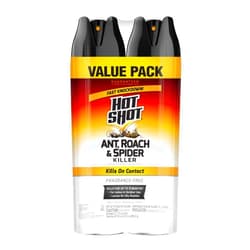 Hot Shot Ant, Roach & Spider Killer, Kills Roaches and Listed Ants On Contact, Indoor & Outdoor Use, (Unscented) 2 Pack, 17.5 Ounce