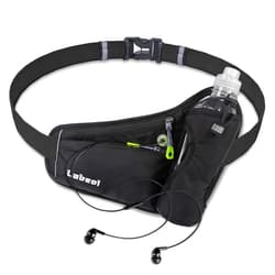 Labeol Waist Pack, Waterproof Hydration Belt with Water Bottle Holder, Adjustable Fanny Pack for Running, Hiking, Walking, Cycling, Black